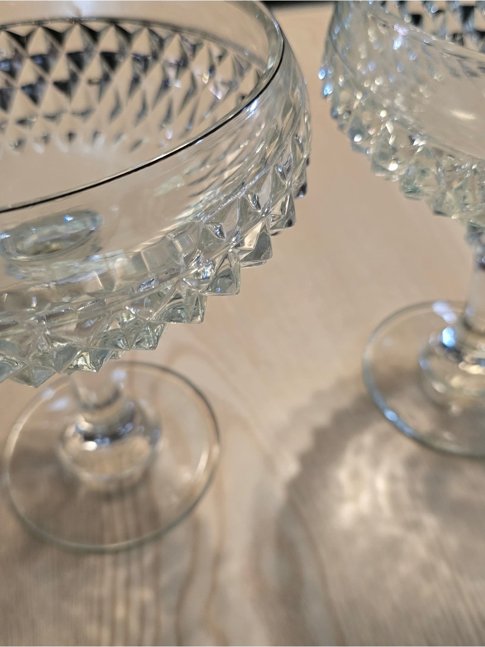 Indiana Glass Diamond Point Compote Pedestal Dish, Set of 2